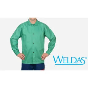 Weldas 33-5230L 12oz Green Welding Jacket 30" Heavy FR Cotton Size LG