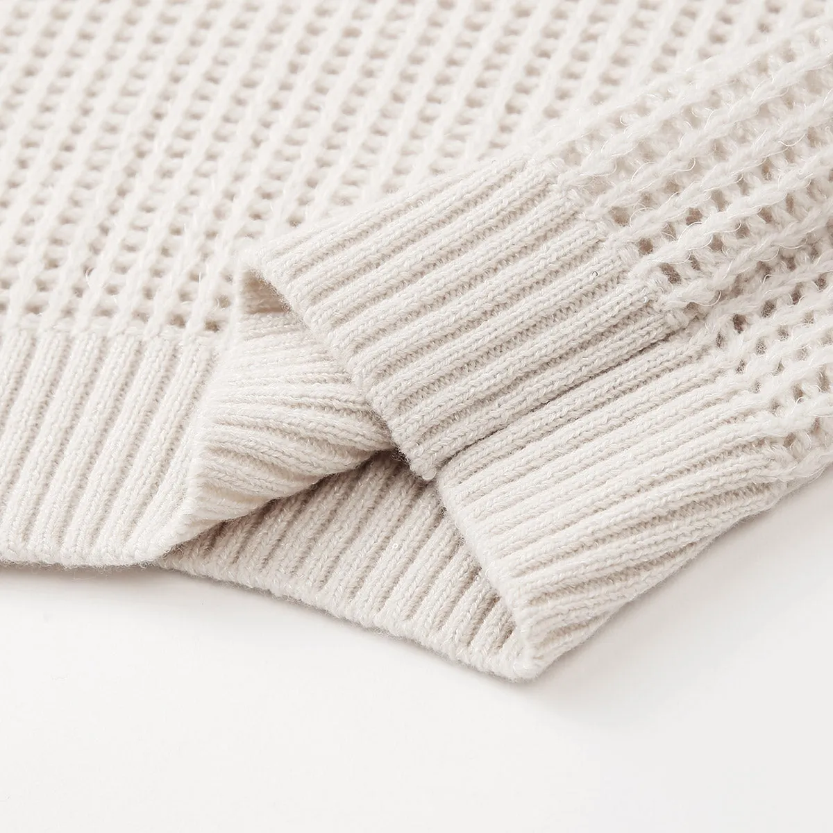 100% Wool Cozy Ribbed Knitted Sweater