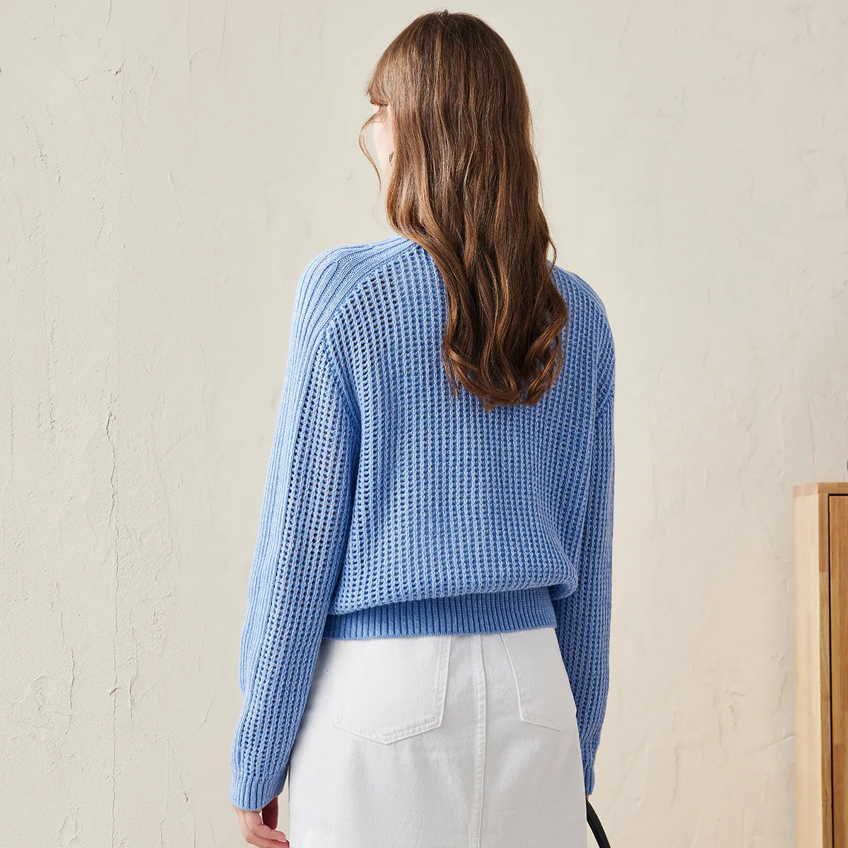 100% Wool Cozy Ribbed Knitted Sweater