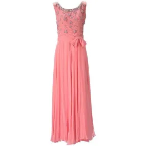 1960s Pink Chiffon Beaded Dress