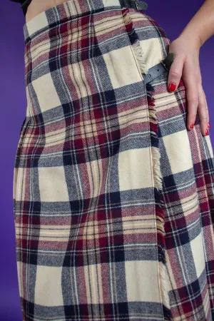 80s James Dalgliesh Wool Tartan Midi Skirt