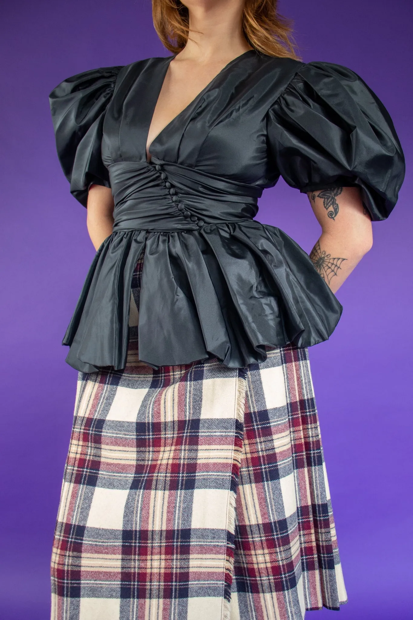 80s James Dalgliesh Wool Tartan Midi Skirt