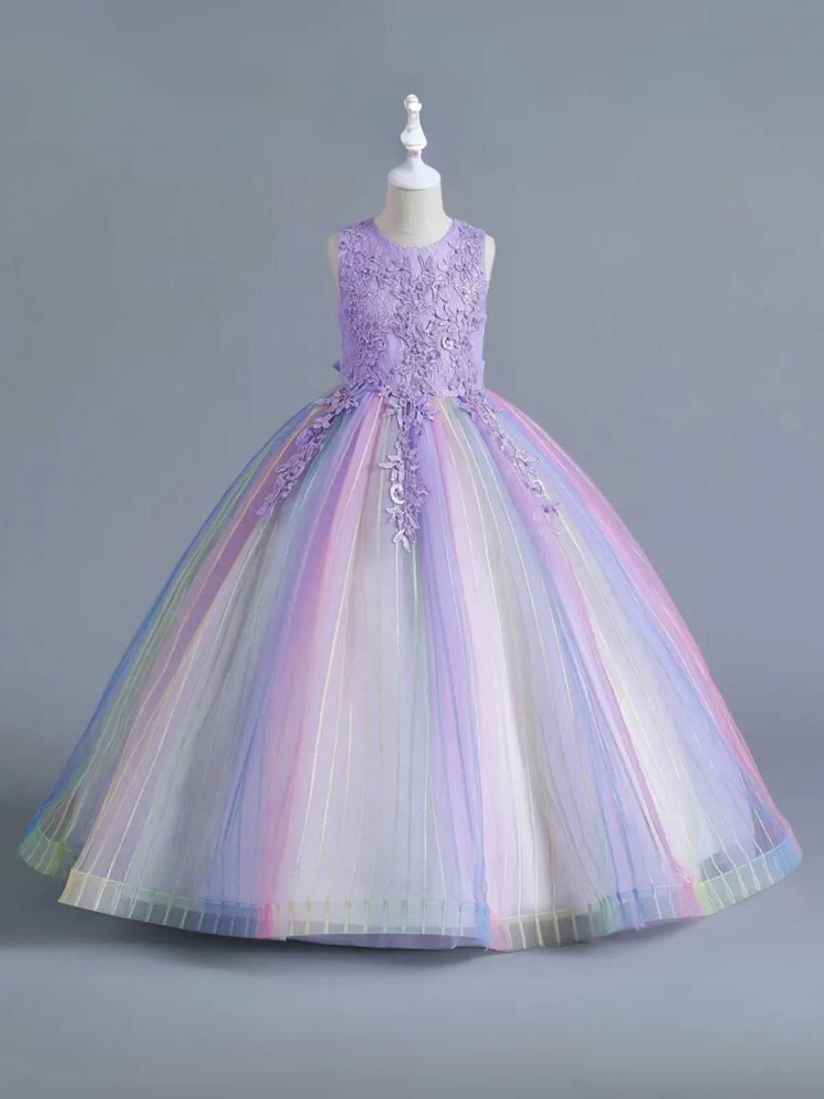 A Little Bit Of Lace Rainbow Tulle Special Occasion Gown