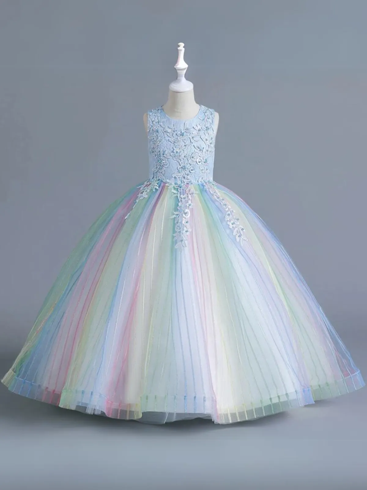 A Little Bit Of Lace Rainbow Tulle Special Occasion Gown