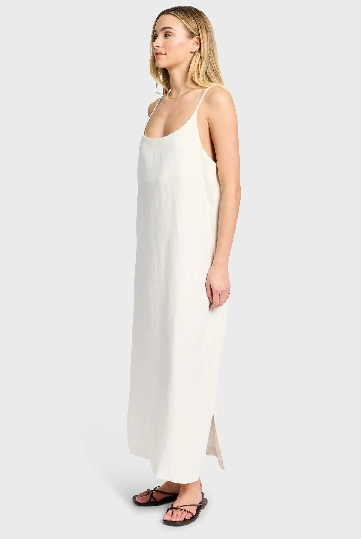 ACADEMY BRAND - Essential Linen Slip Dress - Light Almond