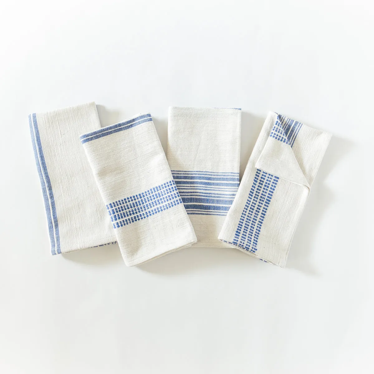 Aden Napkins in Natural and Blue, Set of 4