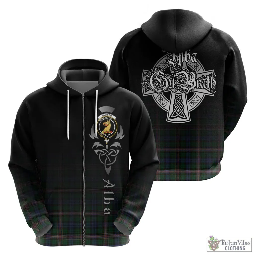 Allison Tartan Hoodie Featuring Alba Gu Brath Family Crest Celtic Inspired