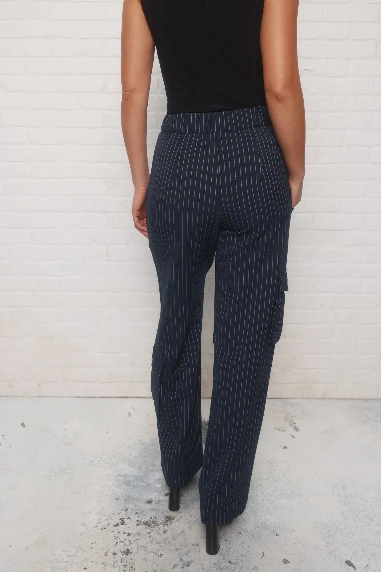 Anais | Pantalon bleu ligné