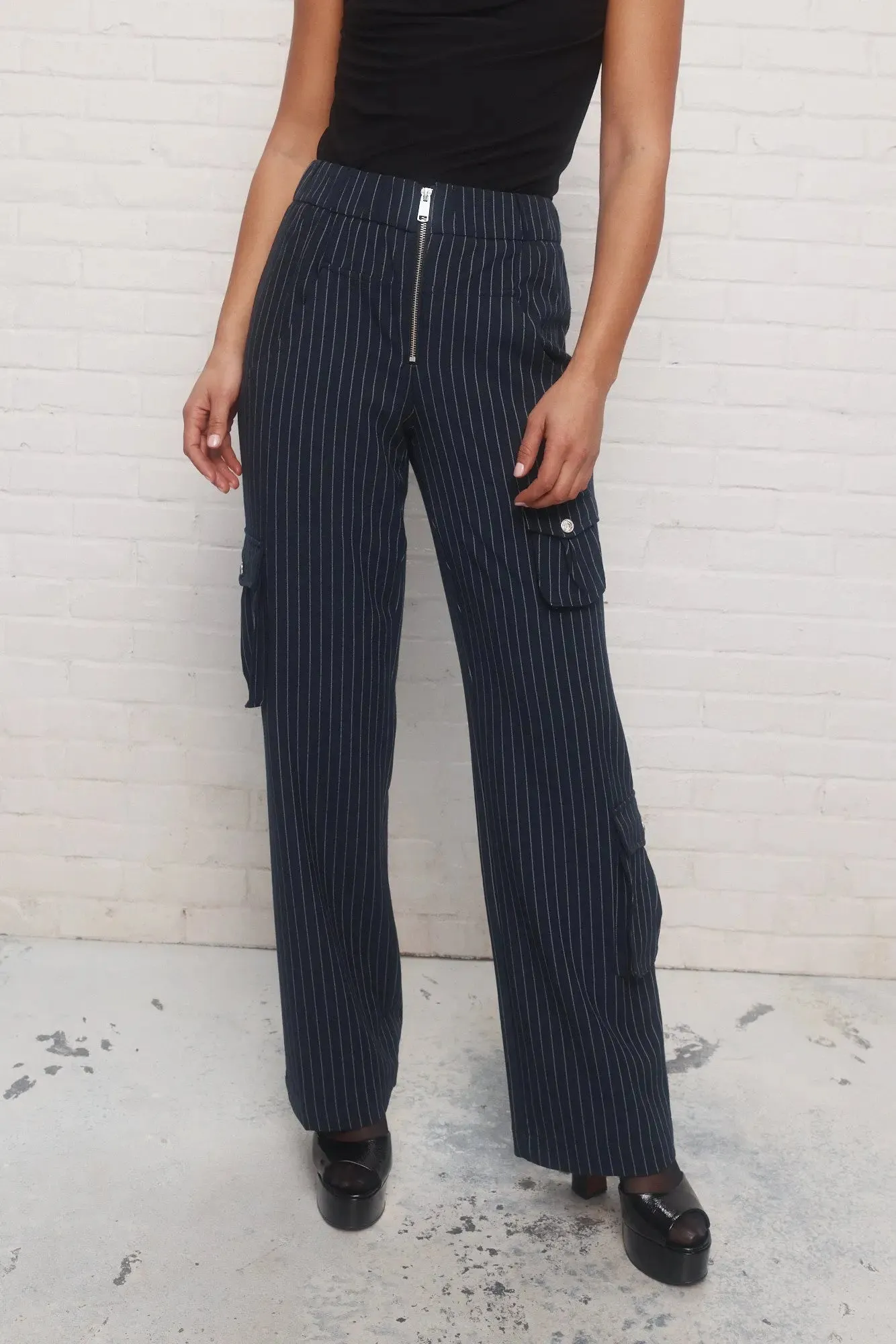 Anais | Pantalon bleu ligné