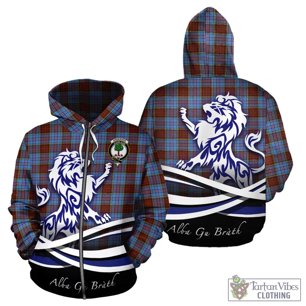 Anderson Modern Tartan Hoodie with Alba Gu Brath Regal Lion Emblem