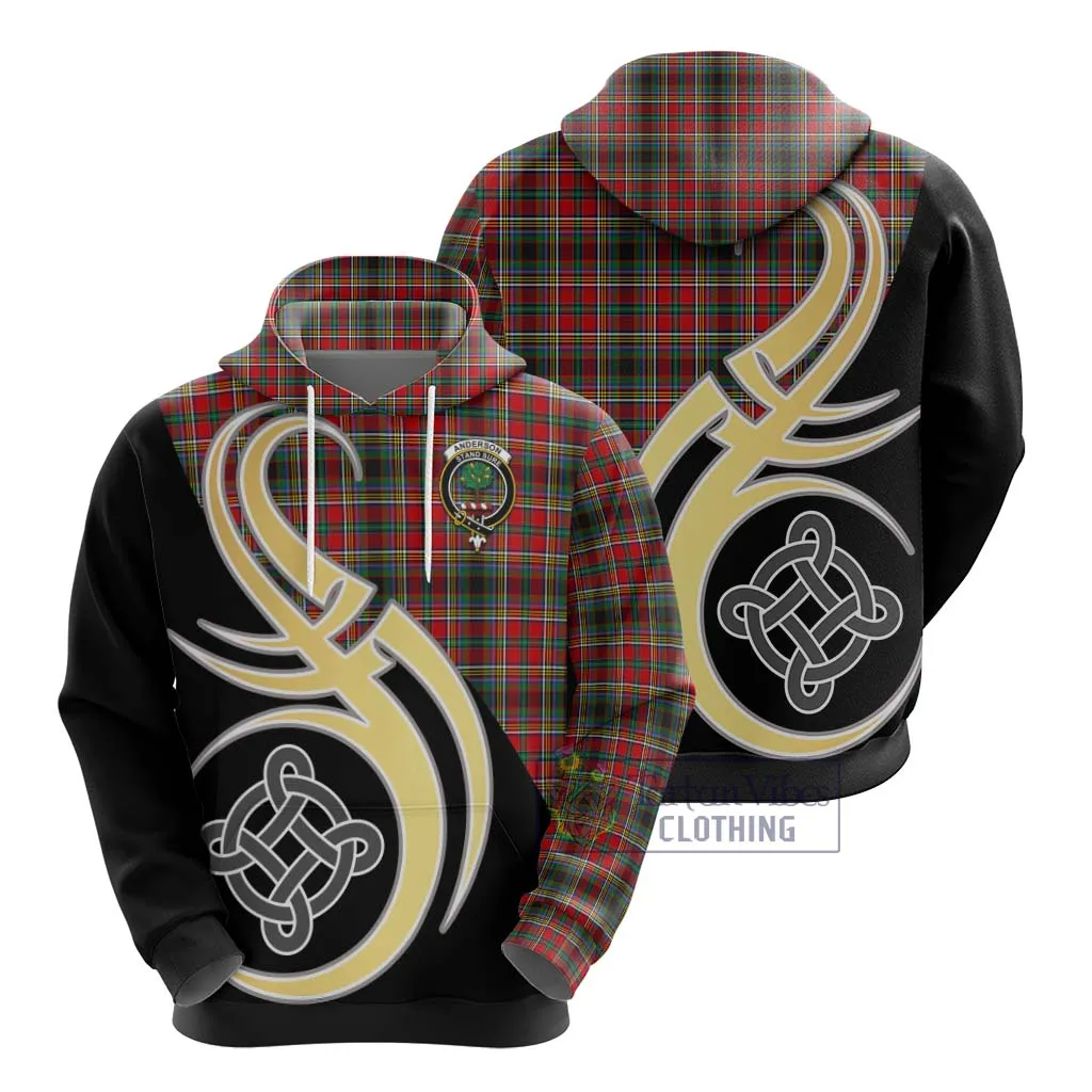 Anderson of Arbrake Tartan Hoodie with Family Crest and Celtic Symbol Style