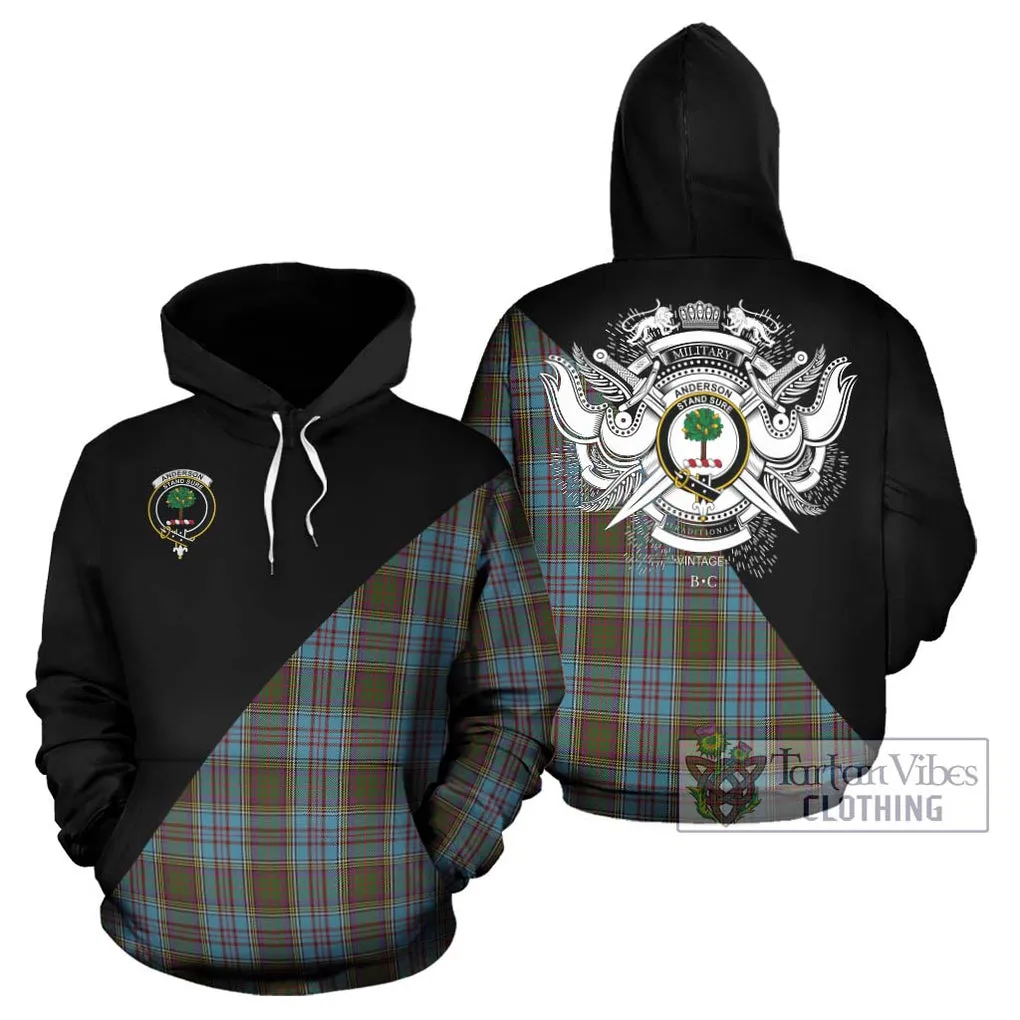 Anderson Tartan Hoodie with Family Crest and Military Logo Style