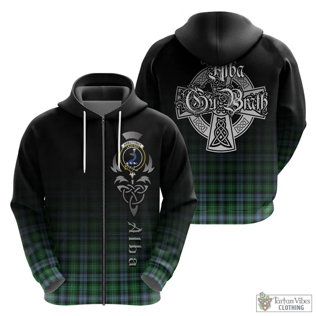 Arbuthnot Ancient Tartan Hoodie Featuring Alba Gu Brath Family Crest Celtic Inspired