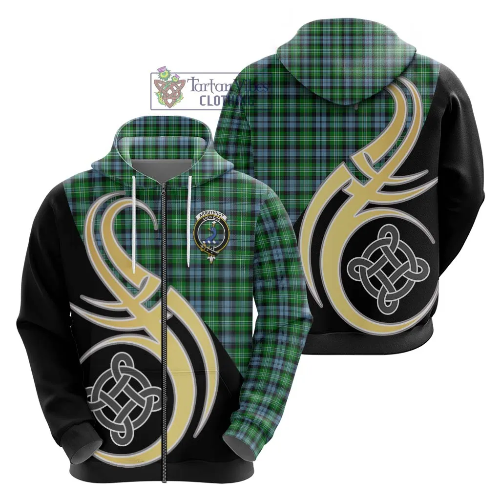 Arbuthnot Ancient Tartan Hoodie with Family Crest and Celtic Symbol Style