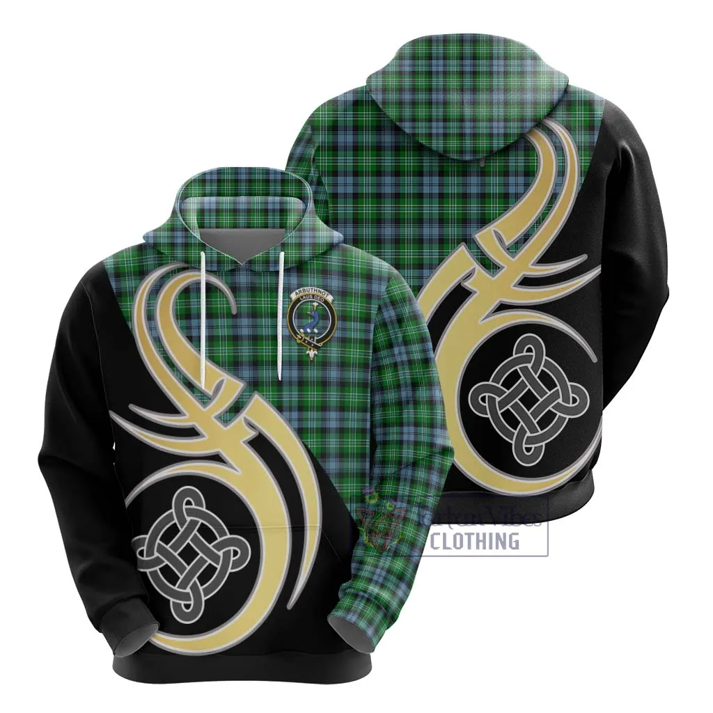 Arbuthnot Ancient Tartan Hoodie with Family Crest and Celtic Symbol Style