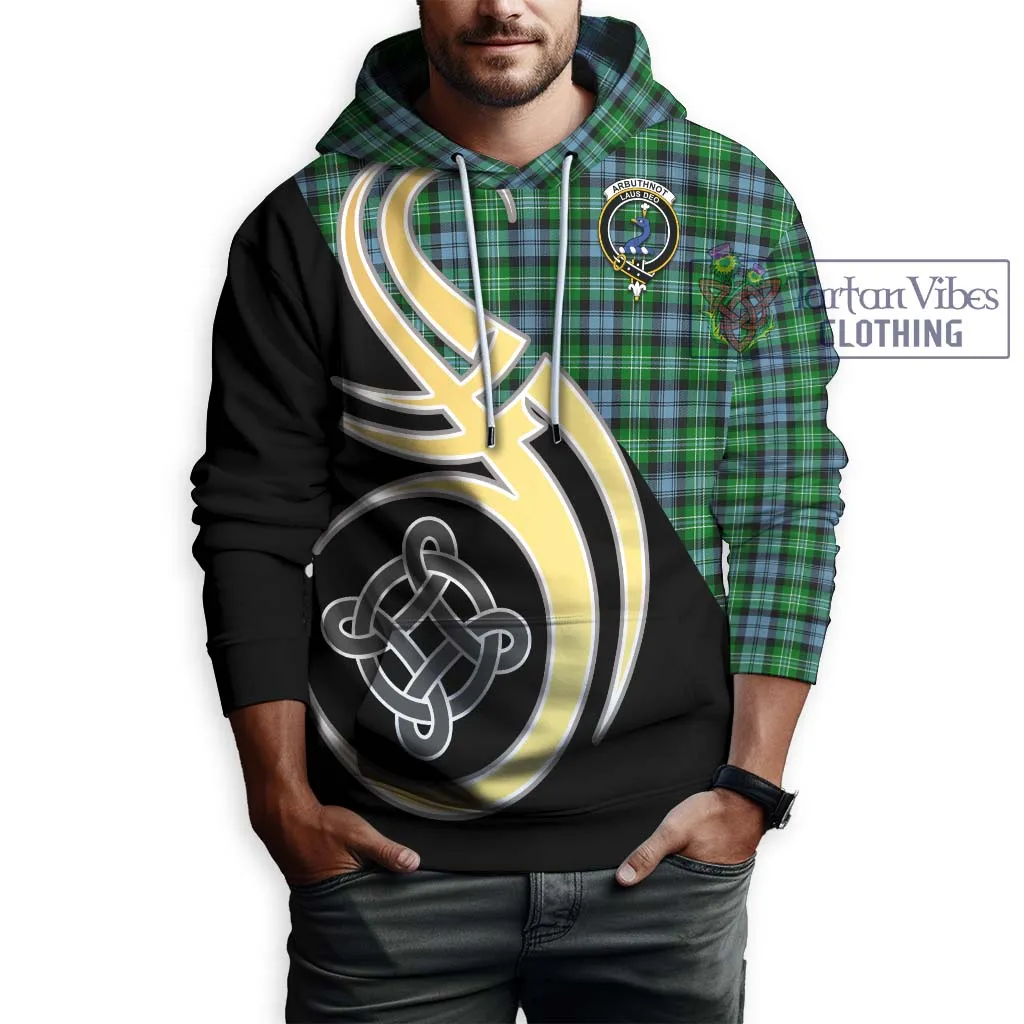 Arbuthnot Ancient Tartan Hoodie with Family Crest and Celtic Symbol Style