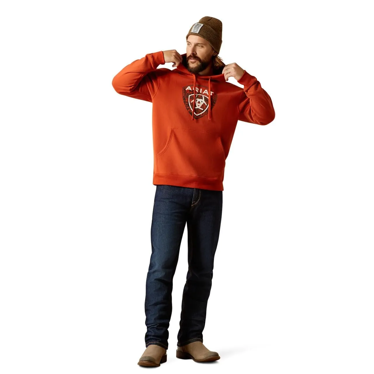 Ariat Men's Forest Badge Hoodie, Dark Orange