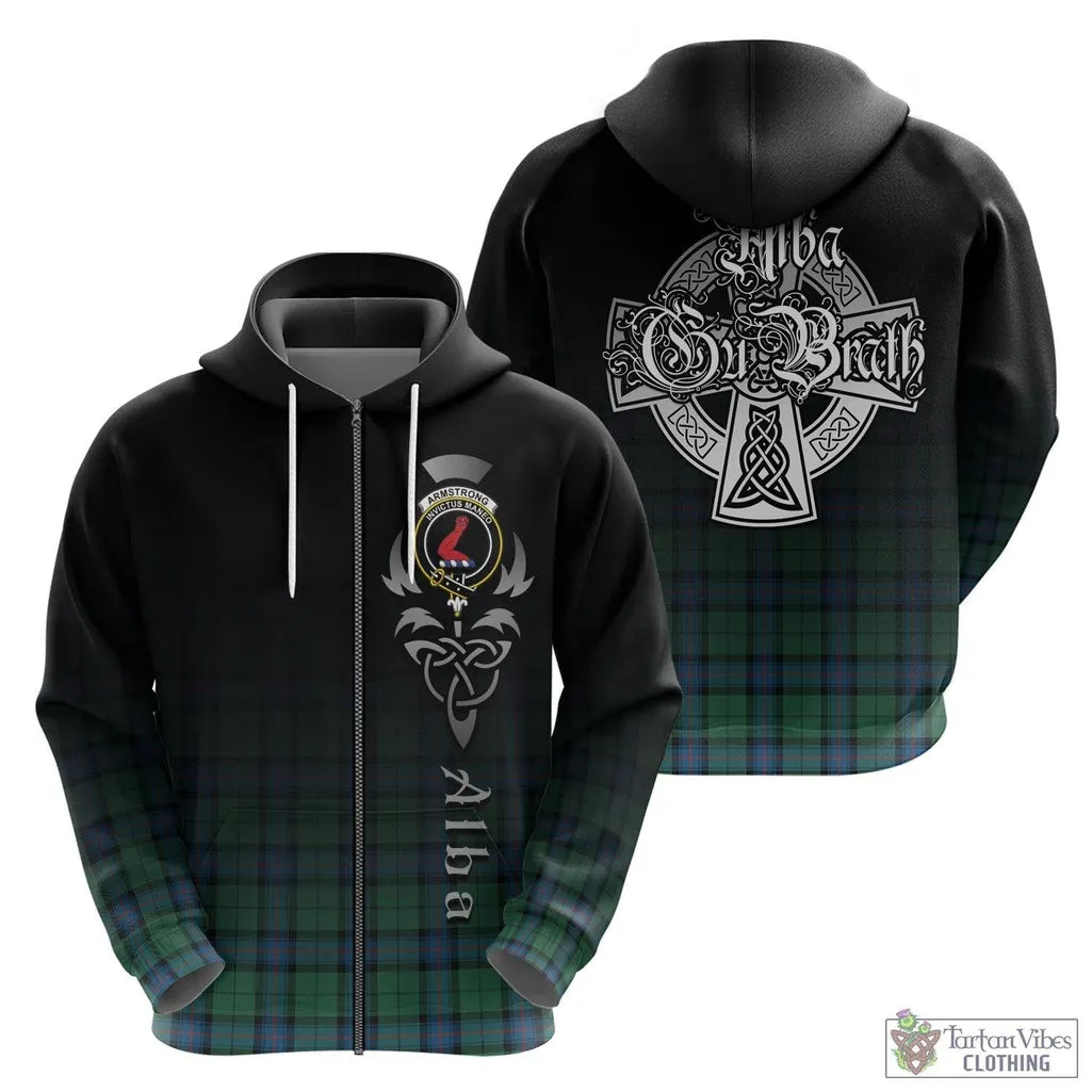 Armstrong Ancient Tartan Hoodie Featuring Alba Gu Brath Family Crest Celtic Inspired