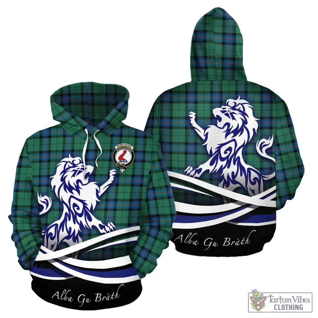 Armstrong Ancient Tartan Hoodie with Alba Gu Brath Regal Lion Emblem