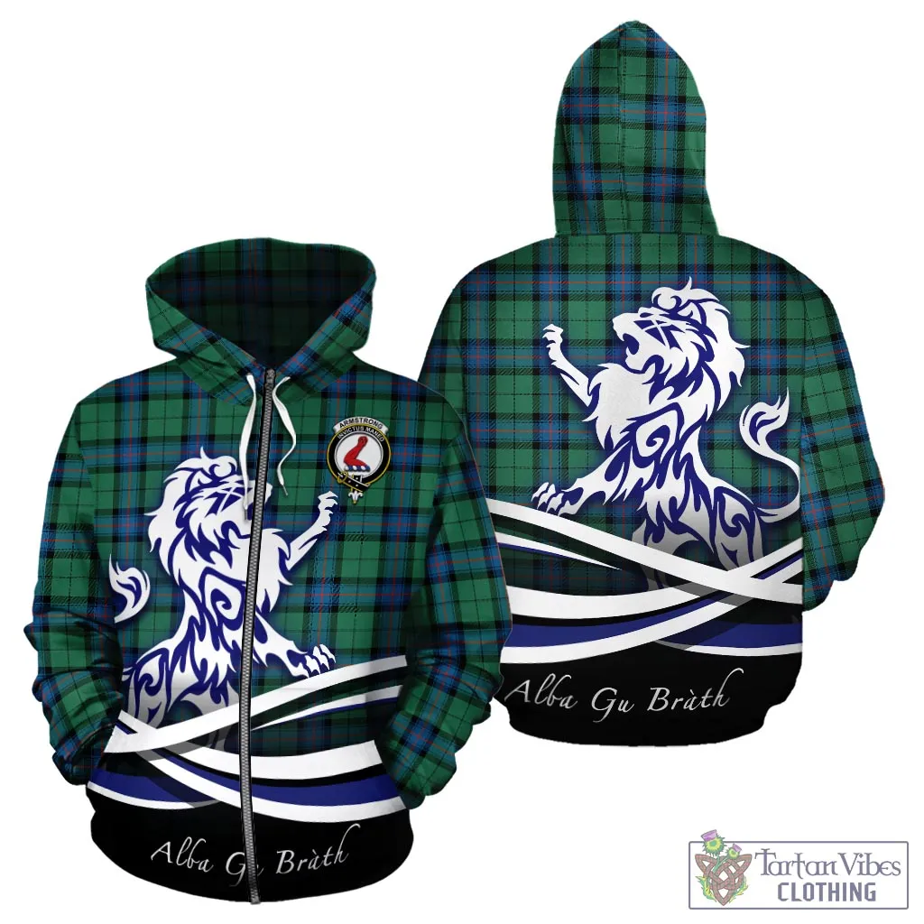 Armstrong Ancient Tartan Hoodie with Alba Gu Brath Regal Lion Emblem