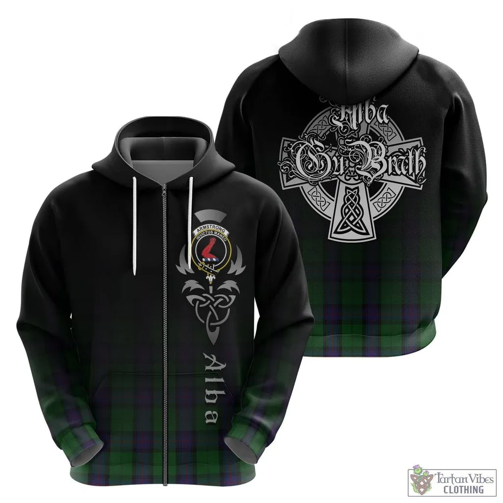 Armstrong Tartan Hoodie Featuring Alba Gu Brath Family Crest Celtic Inspired