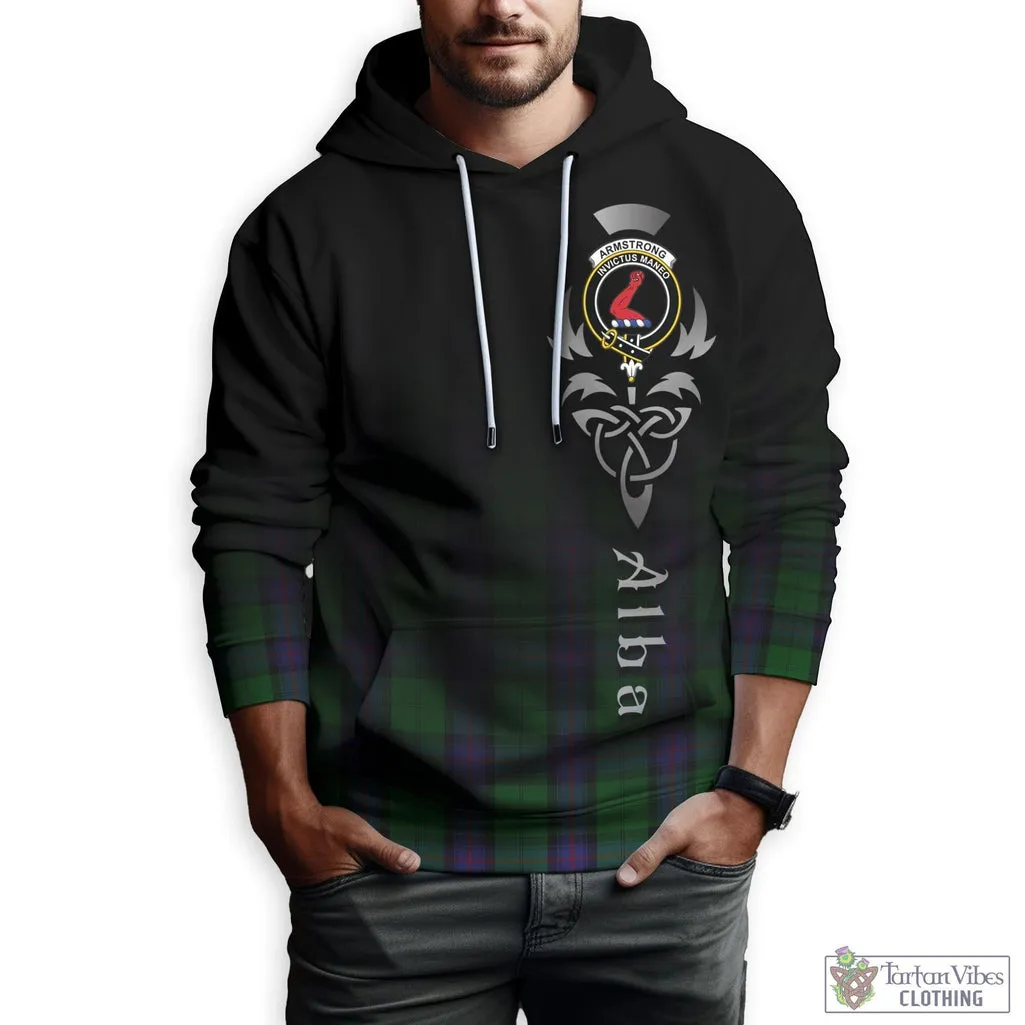 Armstrong Tartan Hoodie Featuring Alba Gu Brath Family Crest Celtic Inspired