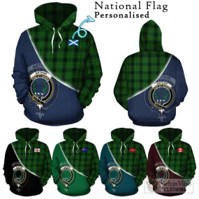 Arthur Highland Tartan Hoodie with Personalised National Flag and Family Crest Half Style