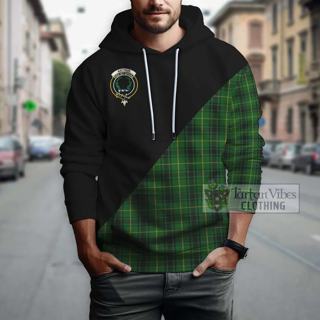 Arthur Tartan Hoodie with Family Crest and Military Logo Style