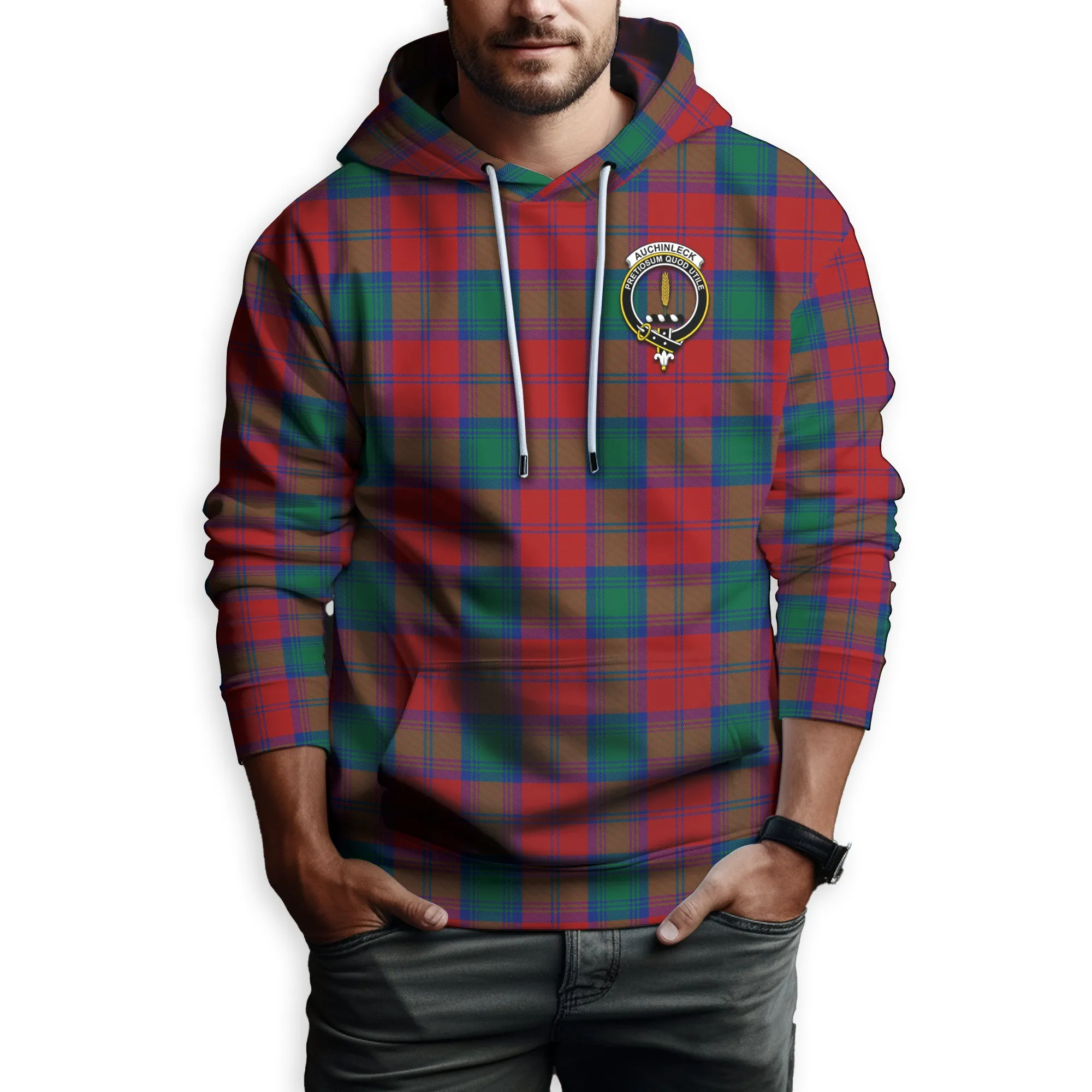 Auchinleck (Affleck) Tartan Hoodie with Family Crest