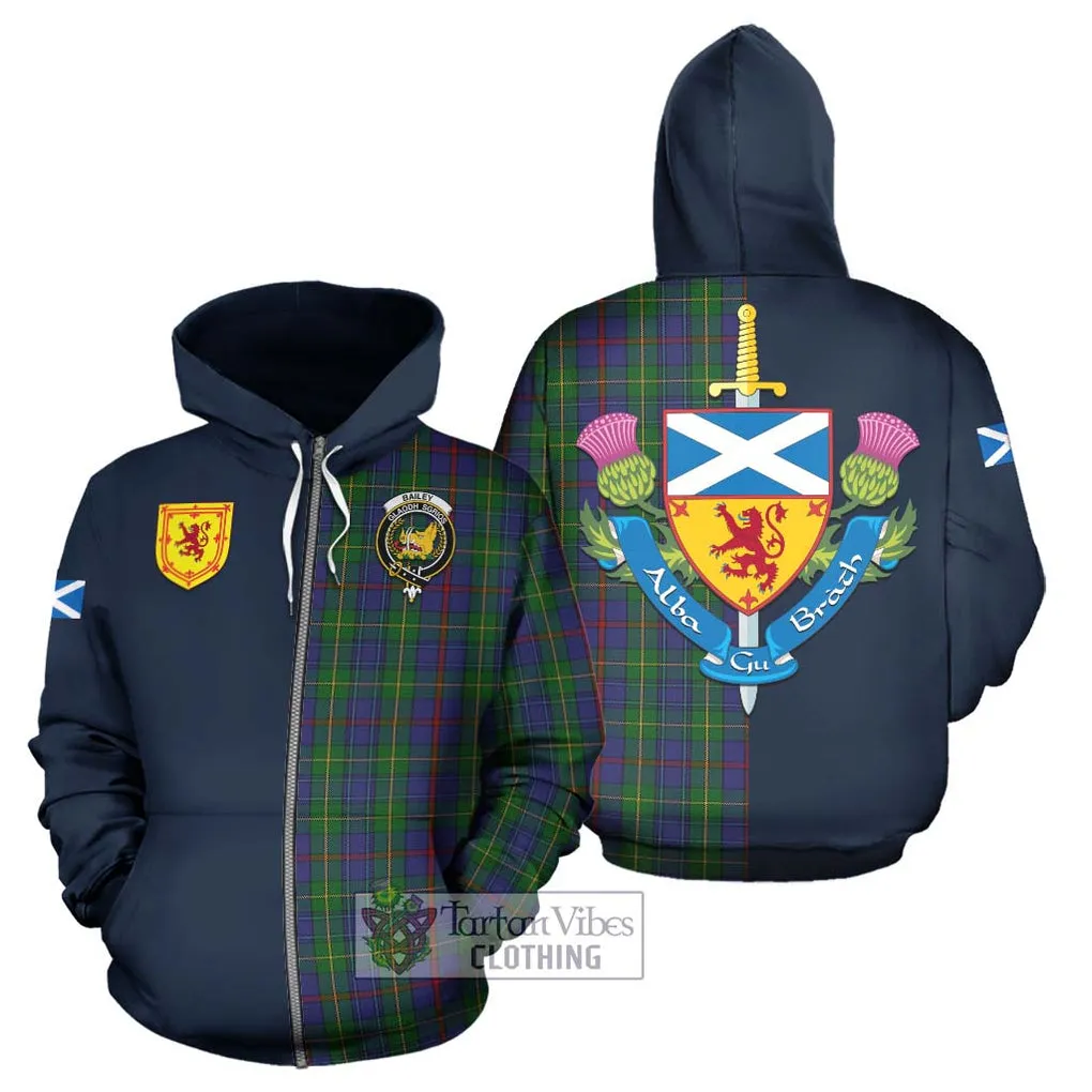 Bailey Tartan Hoodie Alba with Scottish Lion Royal Arm Half Style