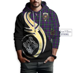 Baillie Highland Society Tartan Hoodie with Family Crest and Celtic Symbol Style