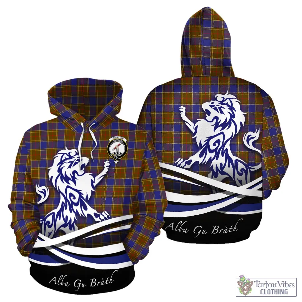 Balfour Tartan Hoodie with Alba Gu Brath Regal Lion Emblem