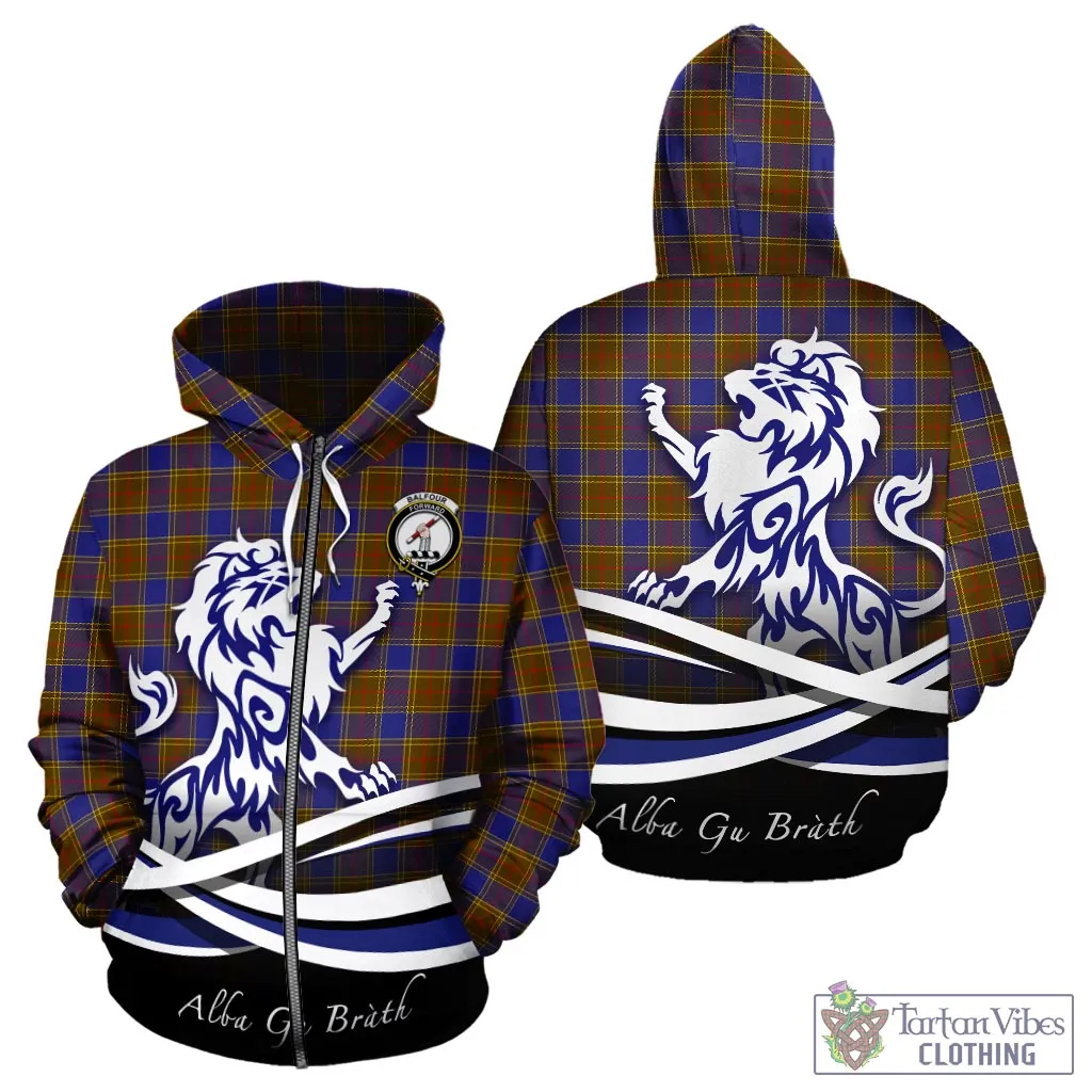 Balfour Tartan Hoodie with Alba Gu Brath Regal Lion Emblem