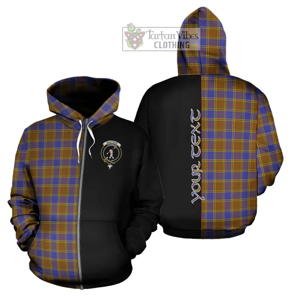 Balfour Tartan Hoodie with Family Crest and Half Of Me Style