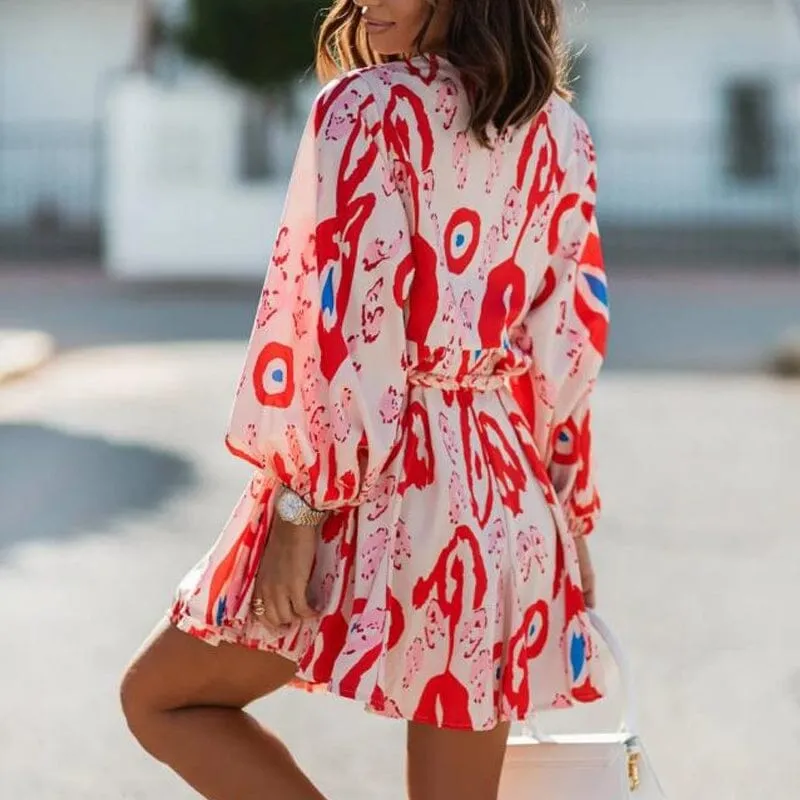 Balloon Sleeve Waist Dress