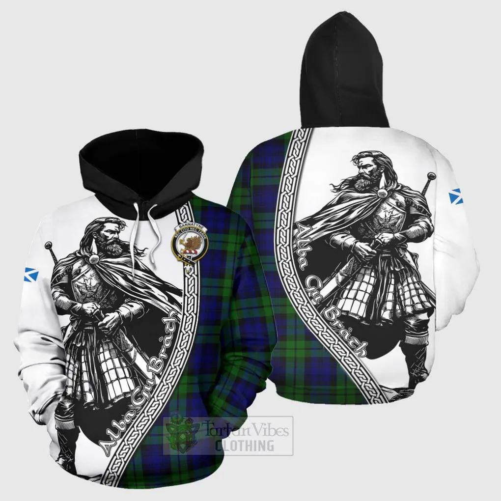 Bannatyne Tartan Clan Crest Hoodie with Highlander Warrior Celtic Style