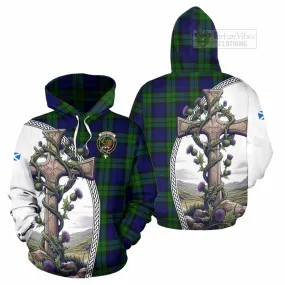 Bannatyne Tartan Hoodie with Family Crest and St. Andrew's Cross Accented by Thistle Vines