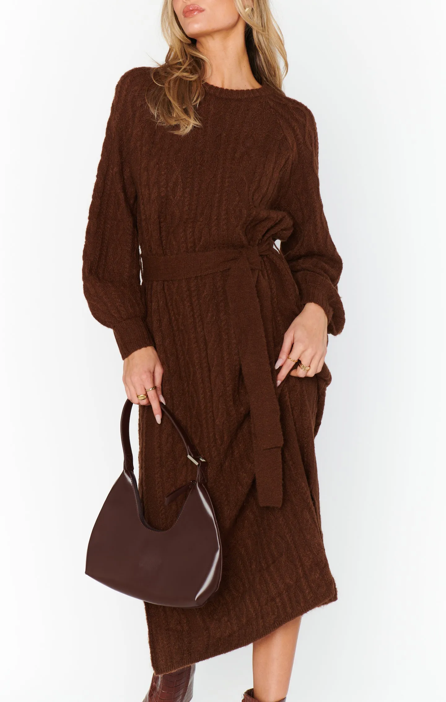 Barb Sweater Dress ~ Chocolate Cable Knit