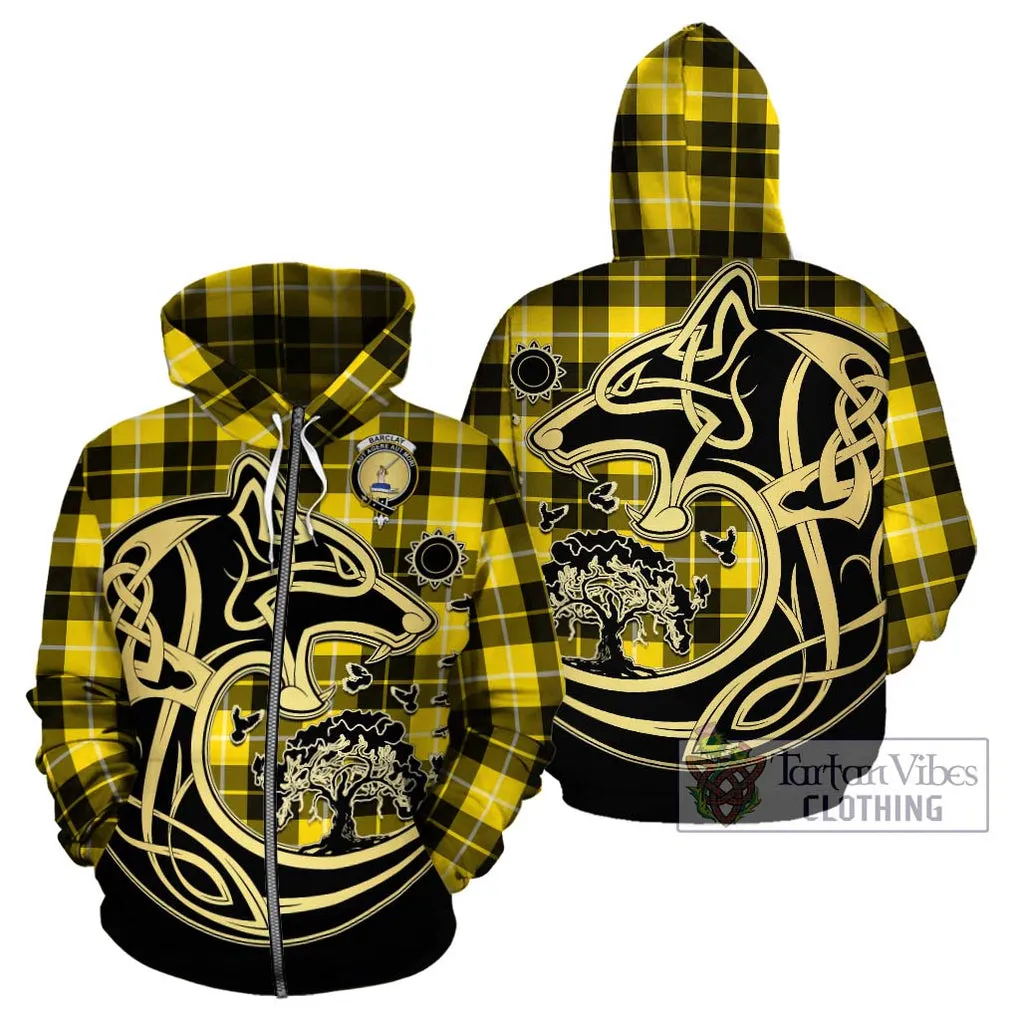 Barclay Dress Modern Tartan Hoodie with Family Crest Celtic Wolf Style