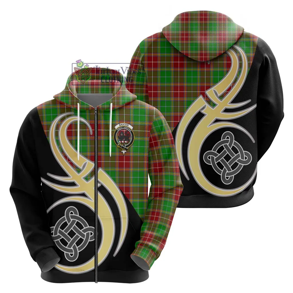 Baxter Modern Tartan Hoodie with Family Crest and Celtic Symbol Style