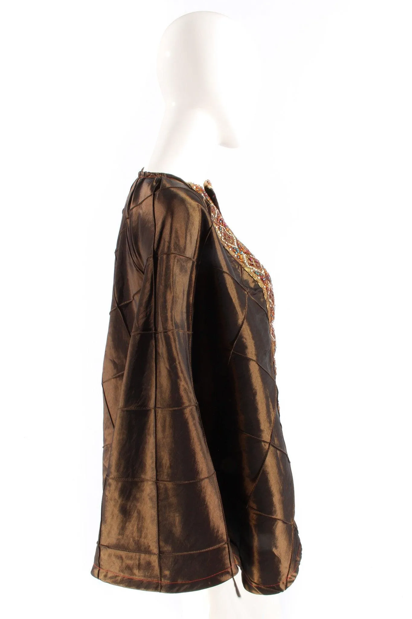 Beaded cape brown satin one size only