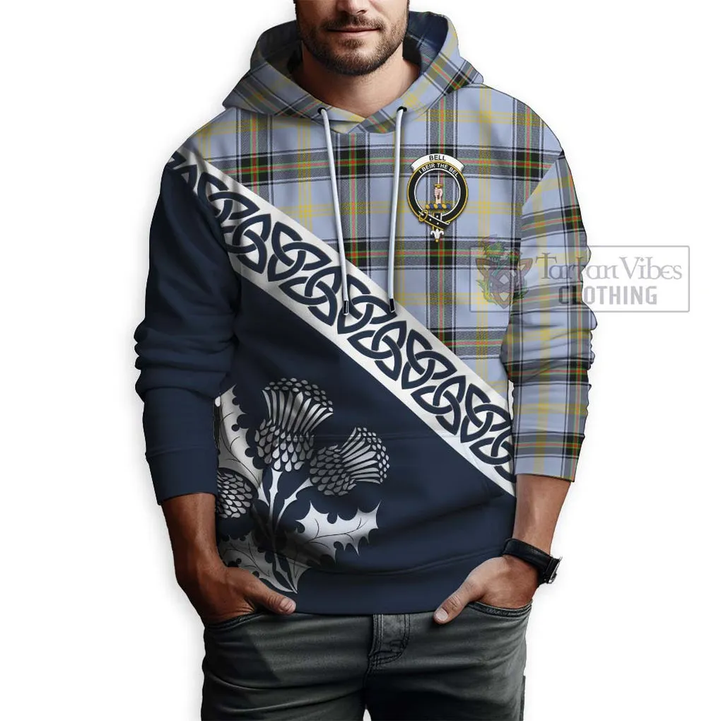 Bell Tartan Hoodie Featuring Thistle and Scotland Map