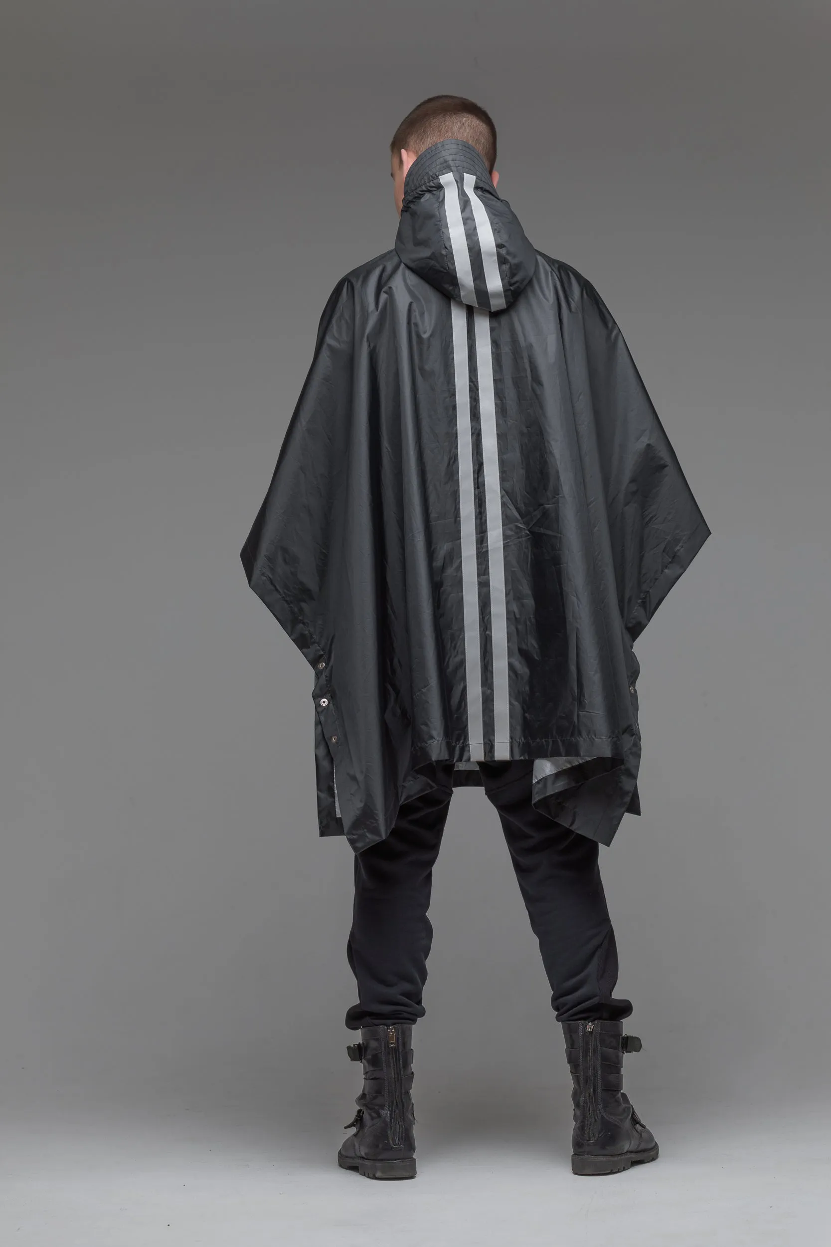 Black poncho raincoat