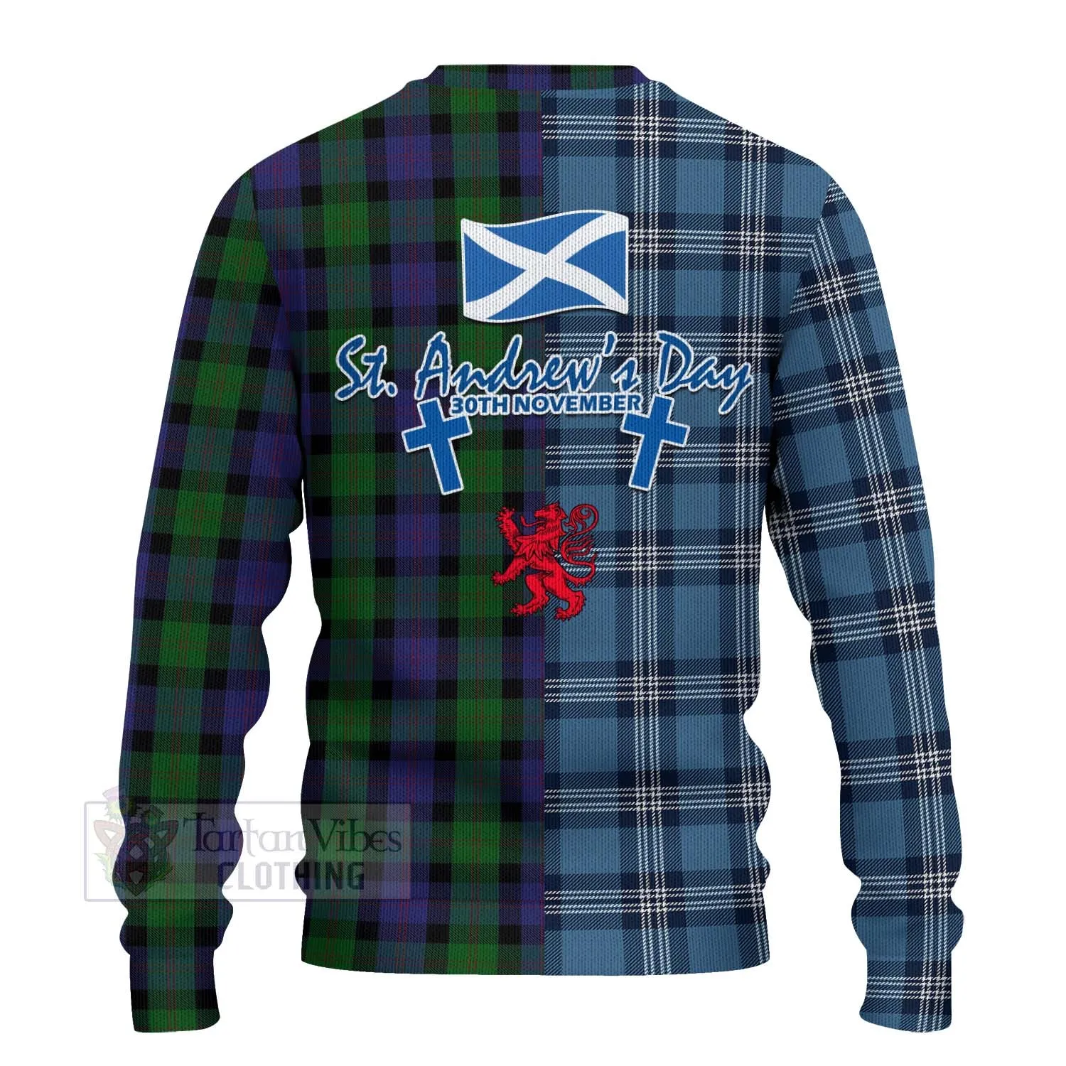 Blair Tartan Knitted Sweater Happy St. Andrew's Day Half Tartan Style