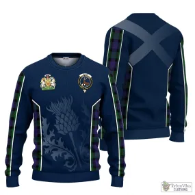 Blair Tartan Knitted Sweatshirt with Family Crest and Scottish Thistle Vibes Sport Style