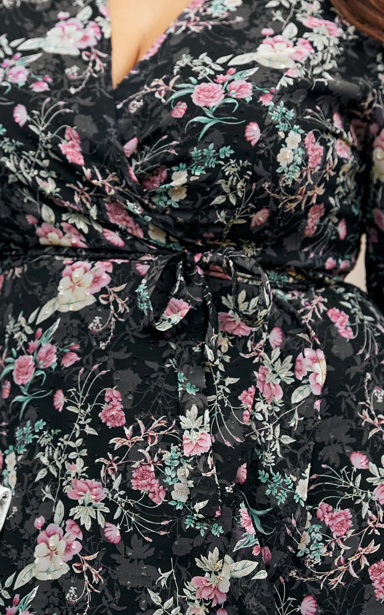 Bloomfield Wrap Dress – Pink Black Floral