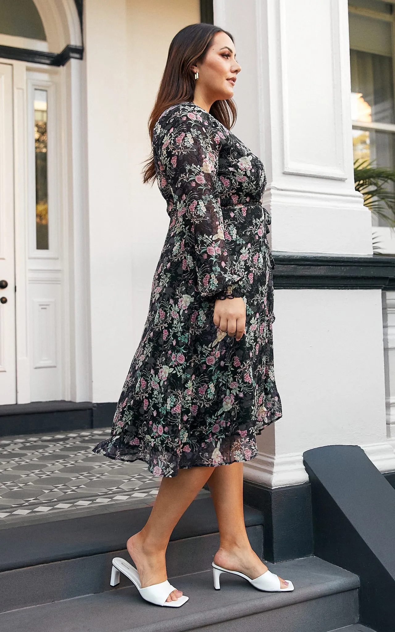 Bloomfield Wrap Dress – Pink Black Floral