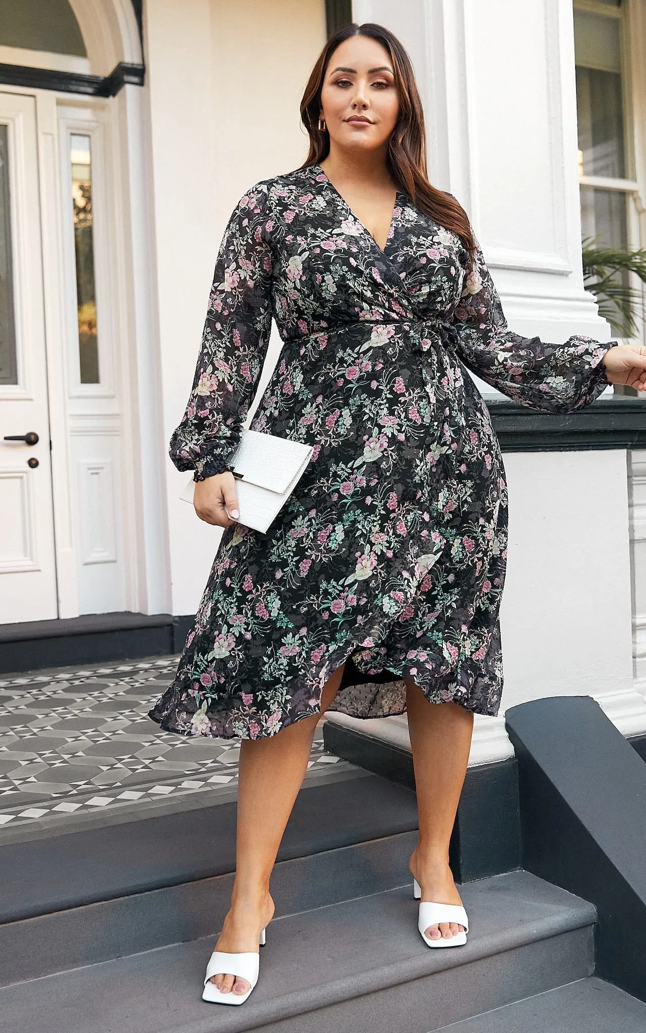 Bloomfield Wrap Dress – Pink Black Floral