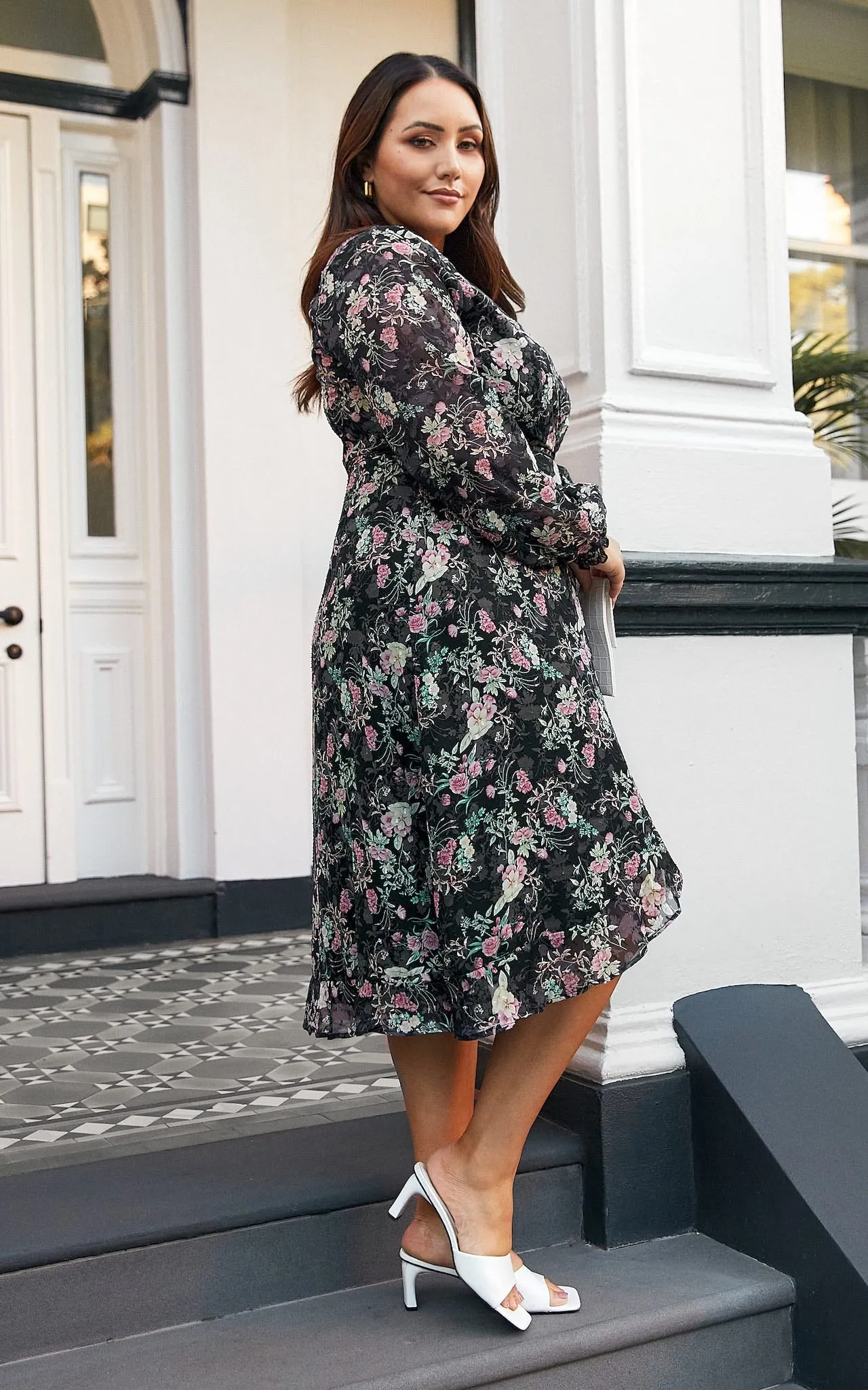 Bloomfield Wrap Dress – Pink Black Floral