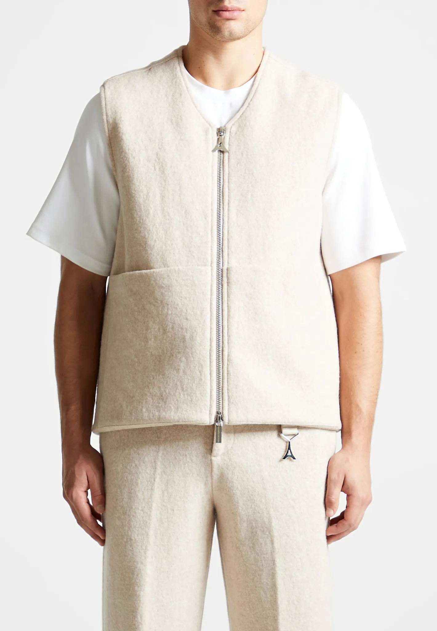 Boiled Wool Gilet - Beige